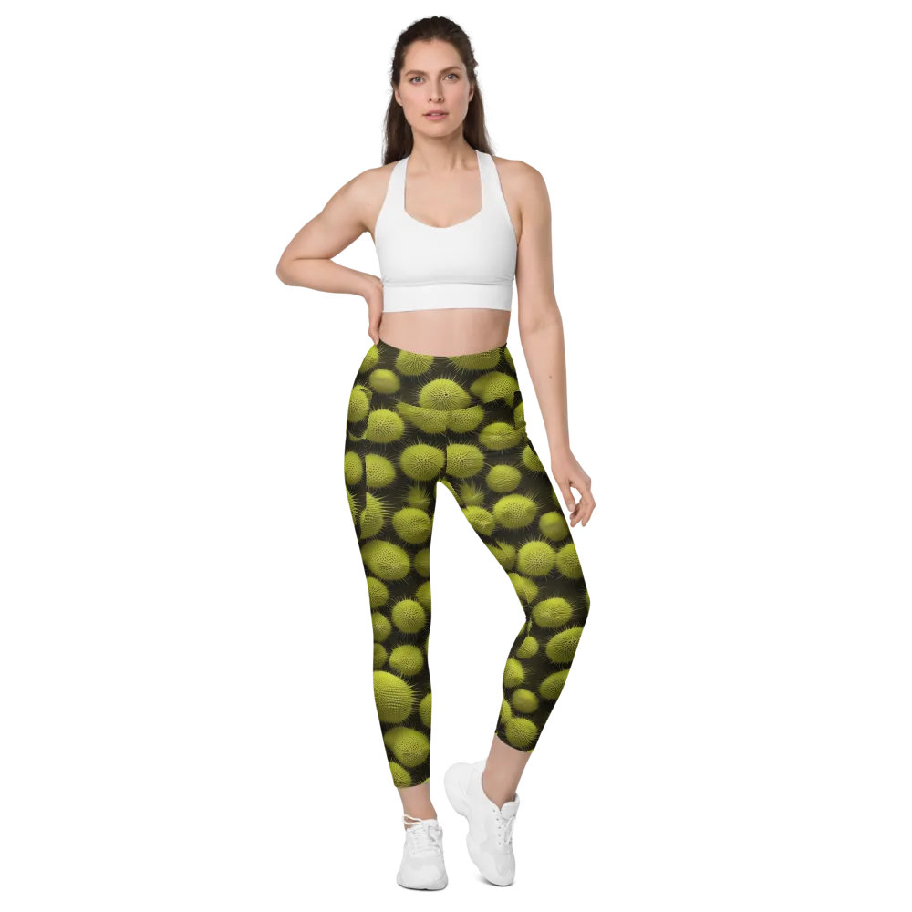 Lime Thorn on Leggings with Pockets — Front
