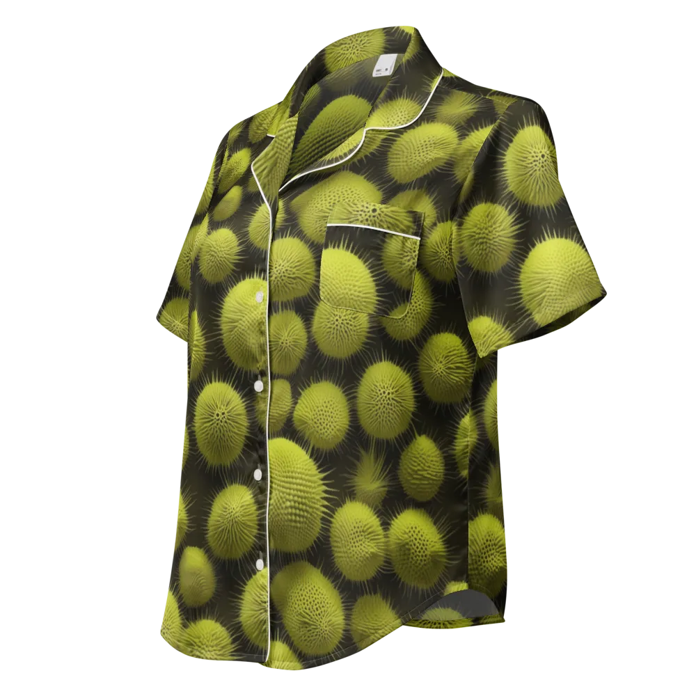 Lime Thorn on Women's Short Sleeve Pajama Top — Left Front