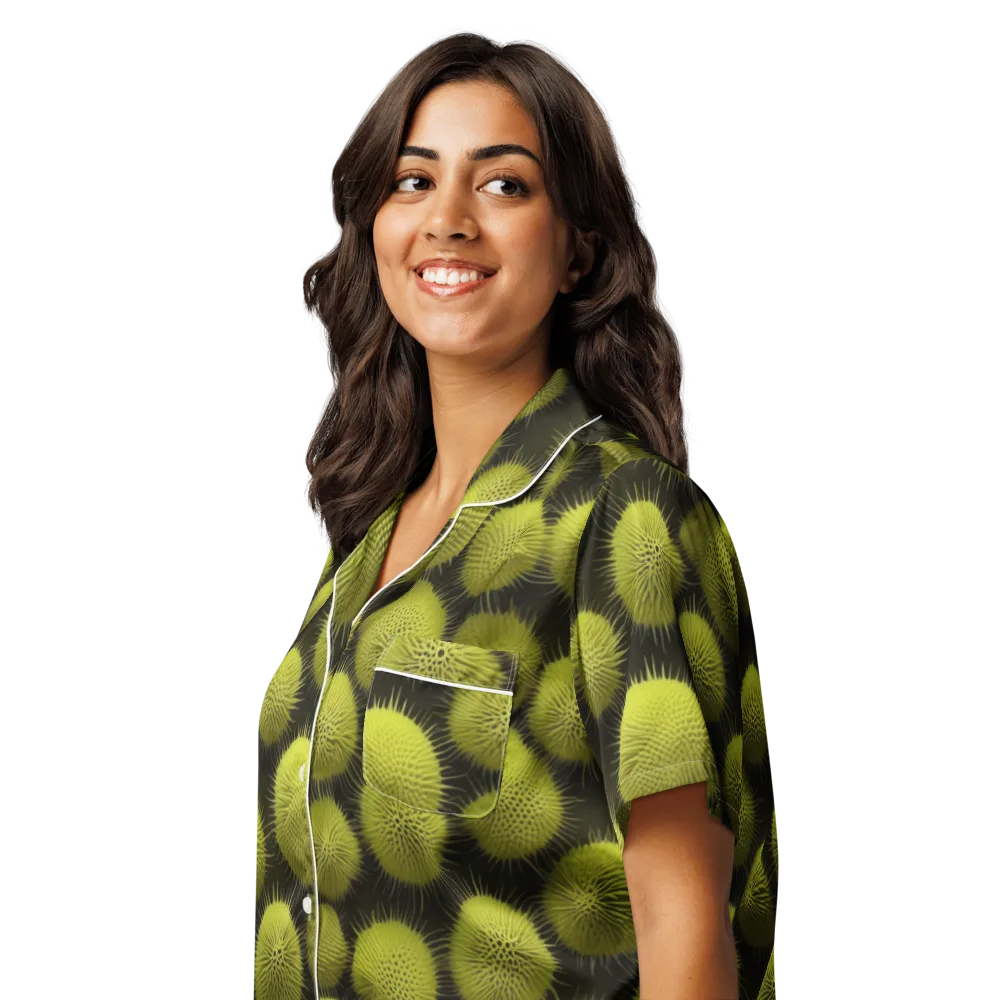 Lime Thorn on Women's Short Sleeve Pajama Top — Left Front