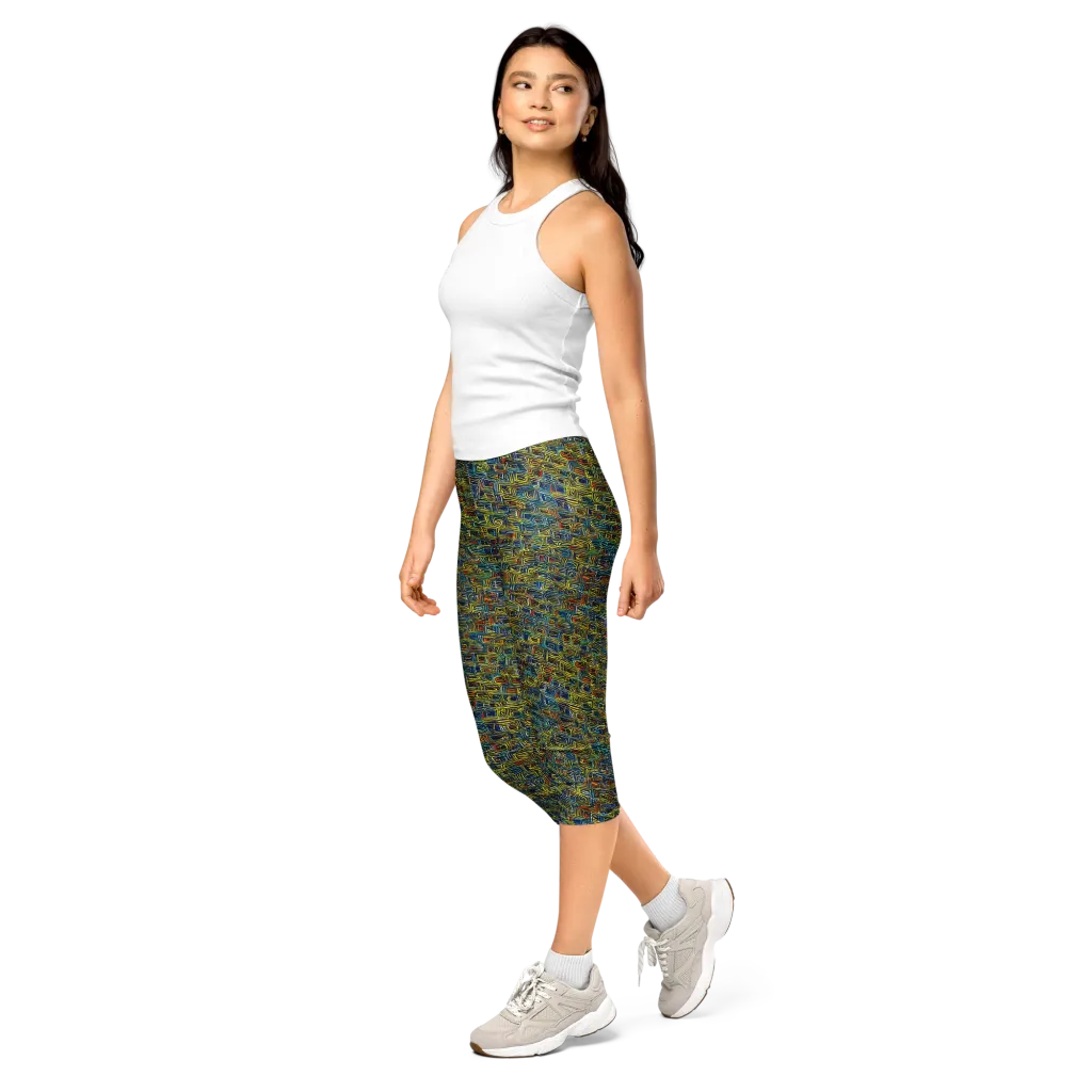 Static Safari on Capri Leggings — Left Front