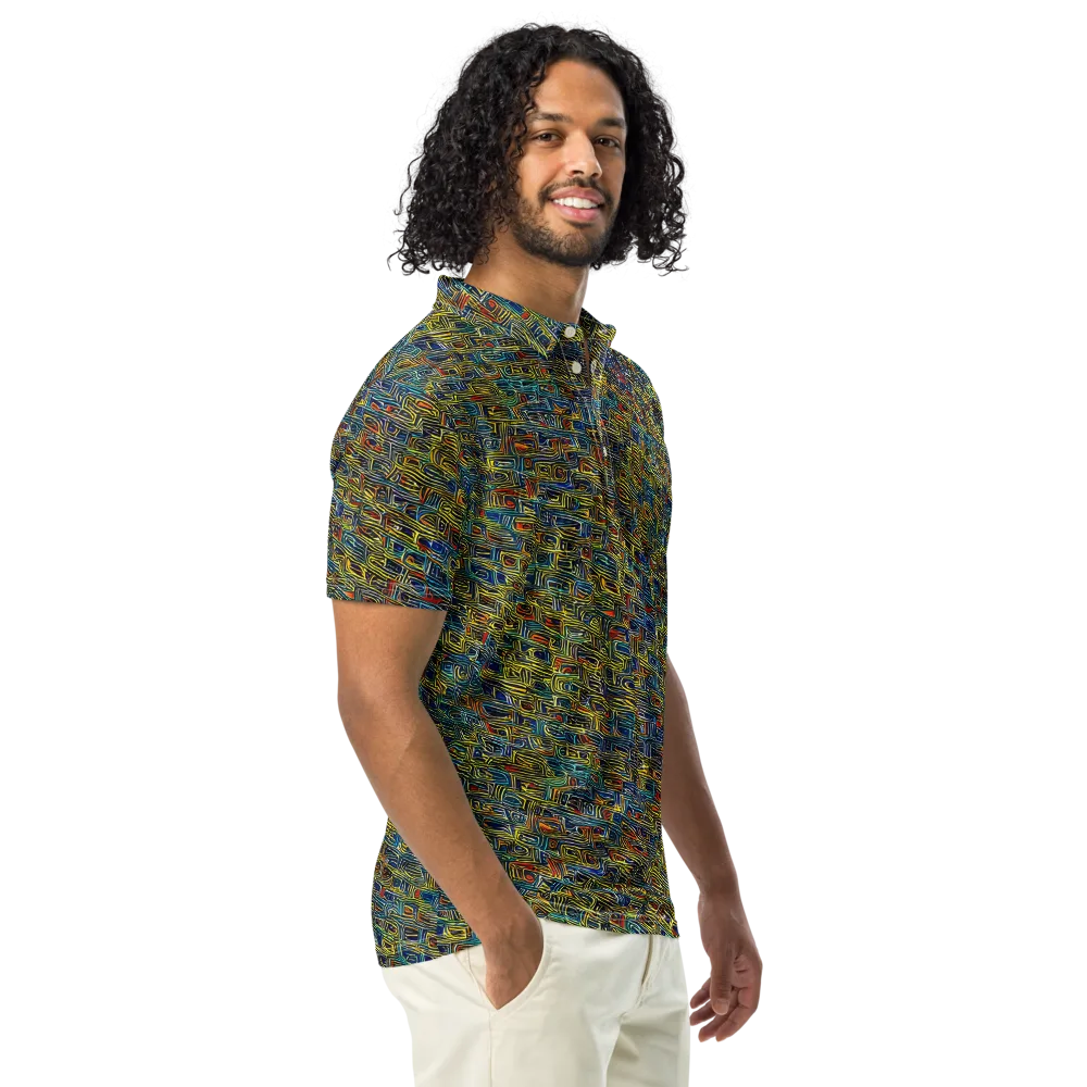 Static Safari on Men's Slim Fit Polo Shirt — Right Front