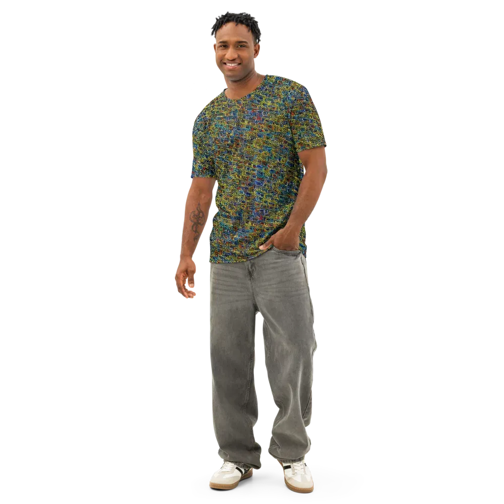 Static Safari on Men's Cotton Crew Neck T-Shirt — Front