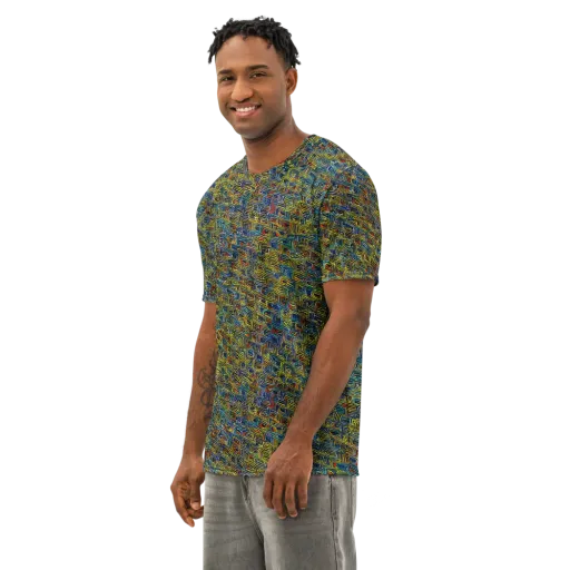 Static Safari on a Men's Cotton Crew Neck T-Shirt