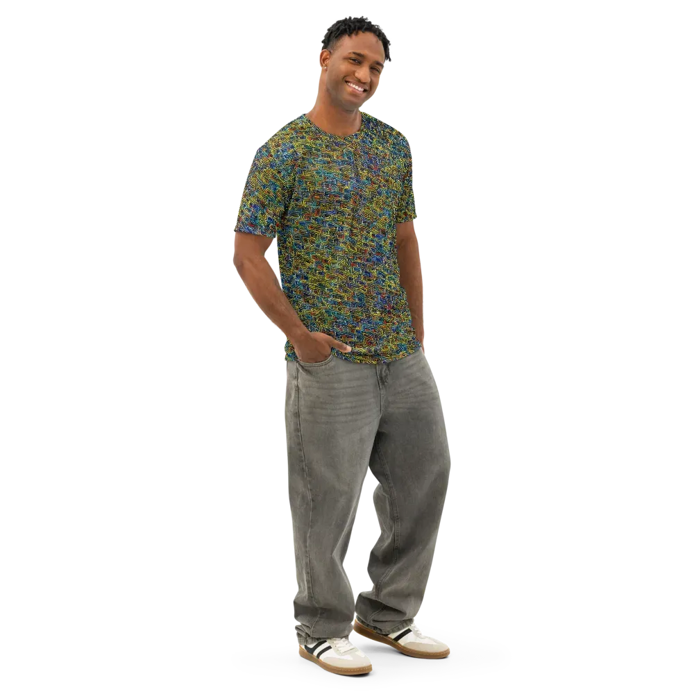 Static Safari on Men's Cotton Crew Neck T-Shirt — Right Front
