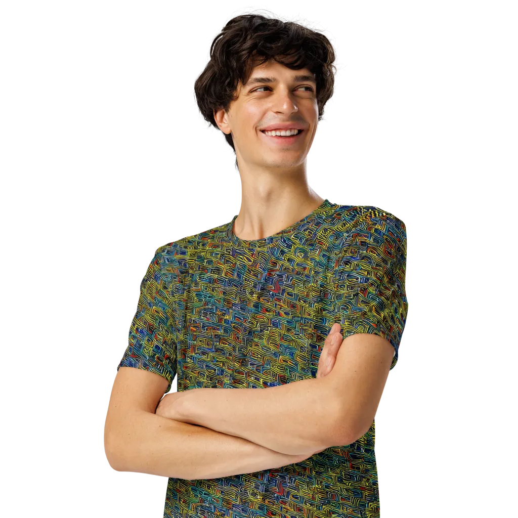 Static Safari on Men's Crew Neck T-Shirt — Left Front