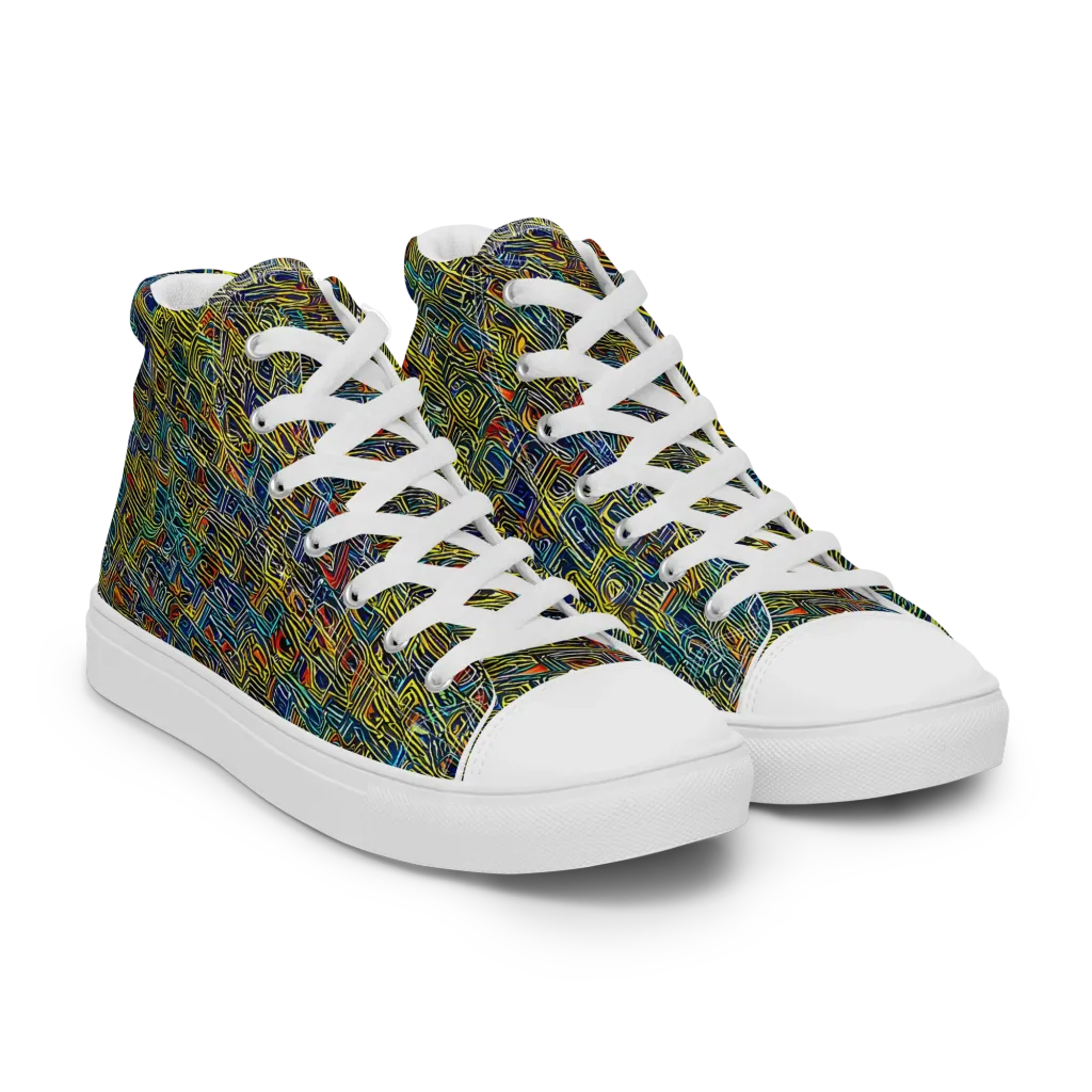 Static Safari on Men's High Top Canvas Shoes — Right Front