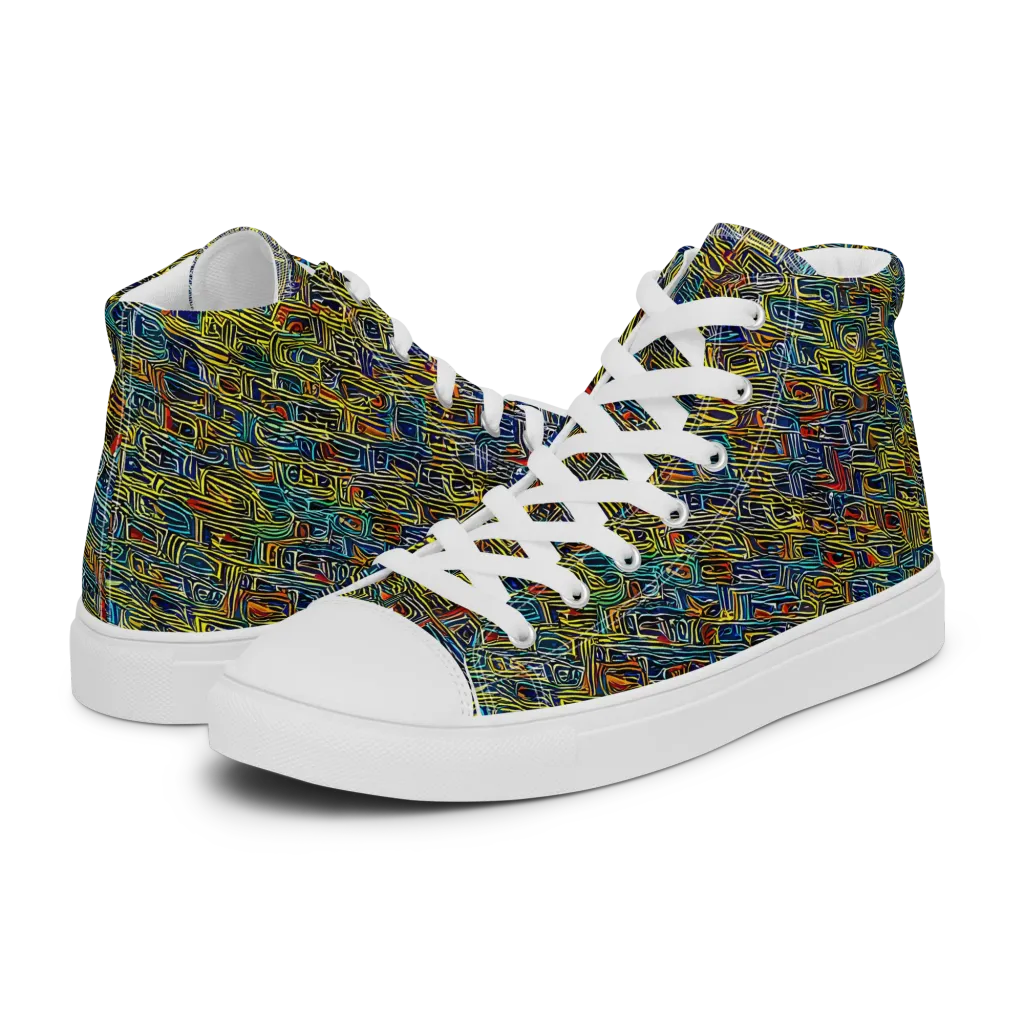 Static Safari on Men's High Top Canvas Shoes — Left
