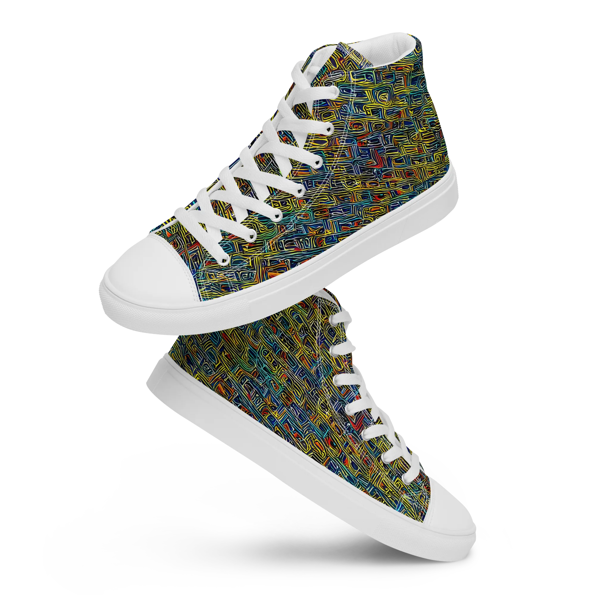 Static Safari on Men's High Top Canvas Shoes — Front