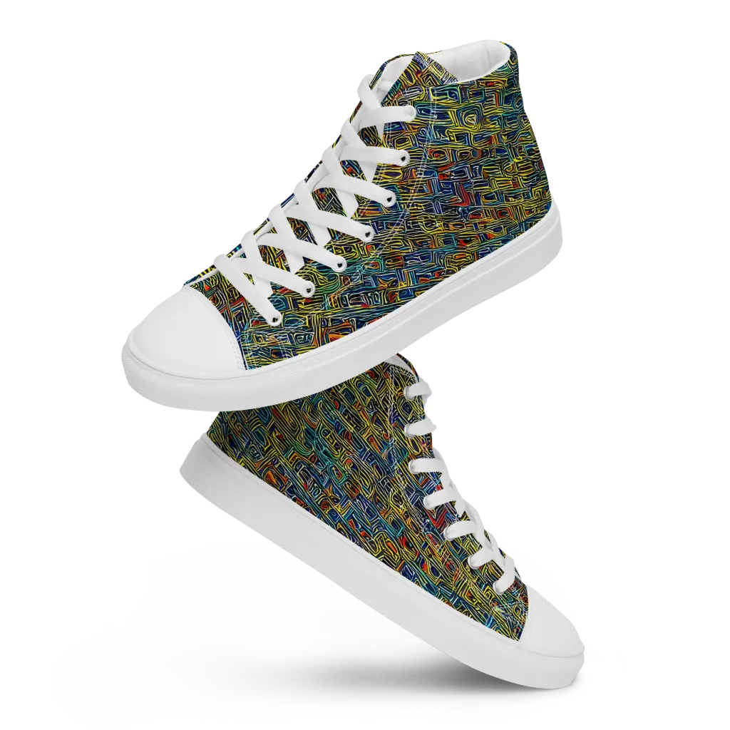 Static Safari on Men's High Top Canvas Shoes — Front