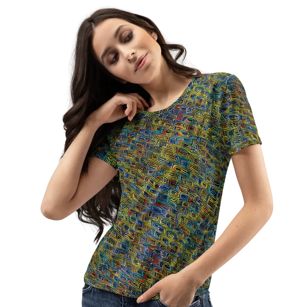 Static Safari on Women's Crew Neck T-Shirt — Left Front