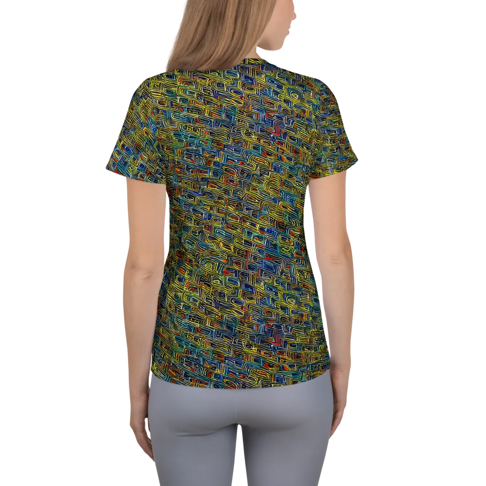 Static Safari on Women's Athletic T-Shirt — Back