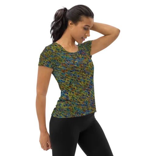 Static Safari on a Women's Athletic T-Shirt