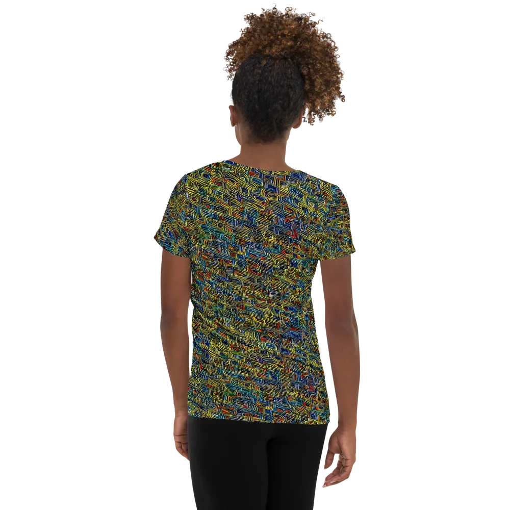 Static Safari on Women's Athletic T-Shirt — Back