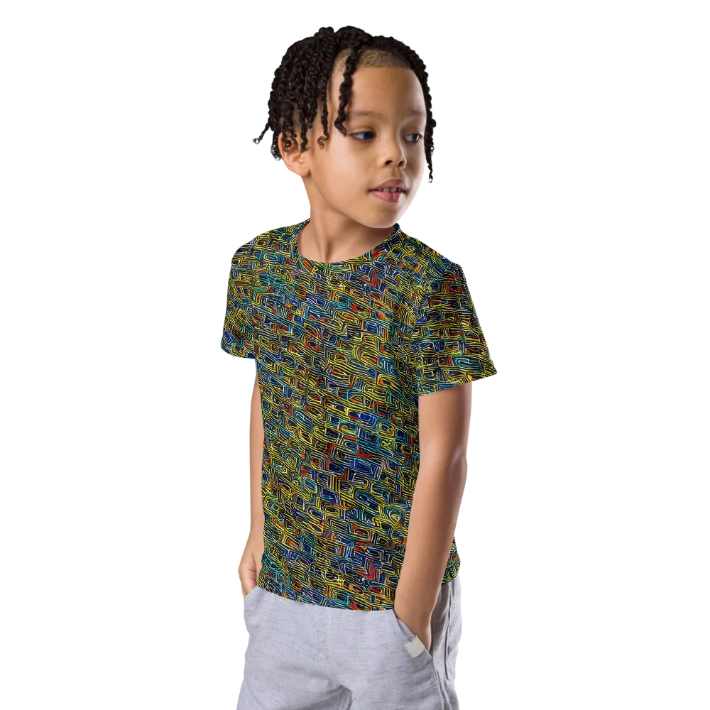 Static Safari on Kids Crew Neck T-Shirt — Left Front
