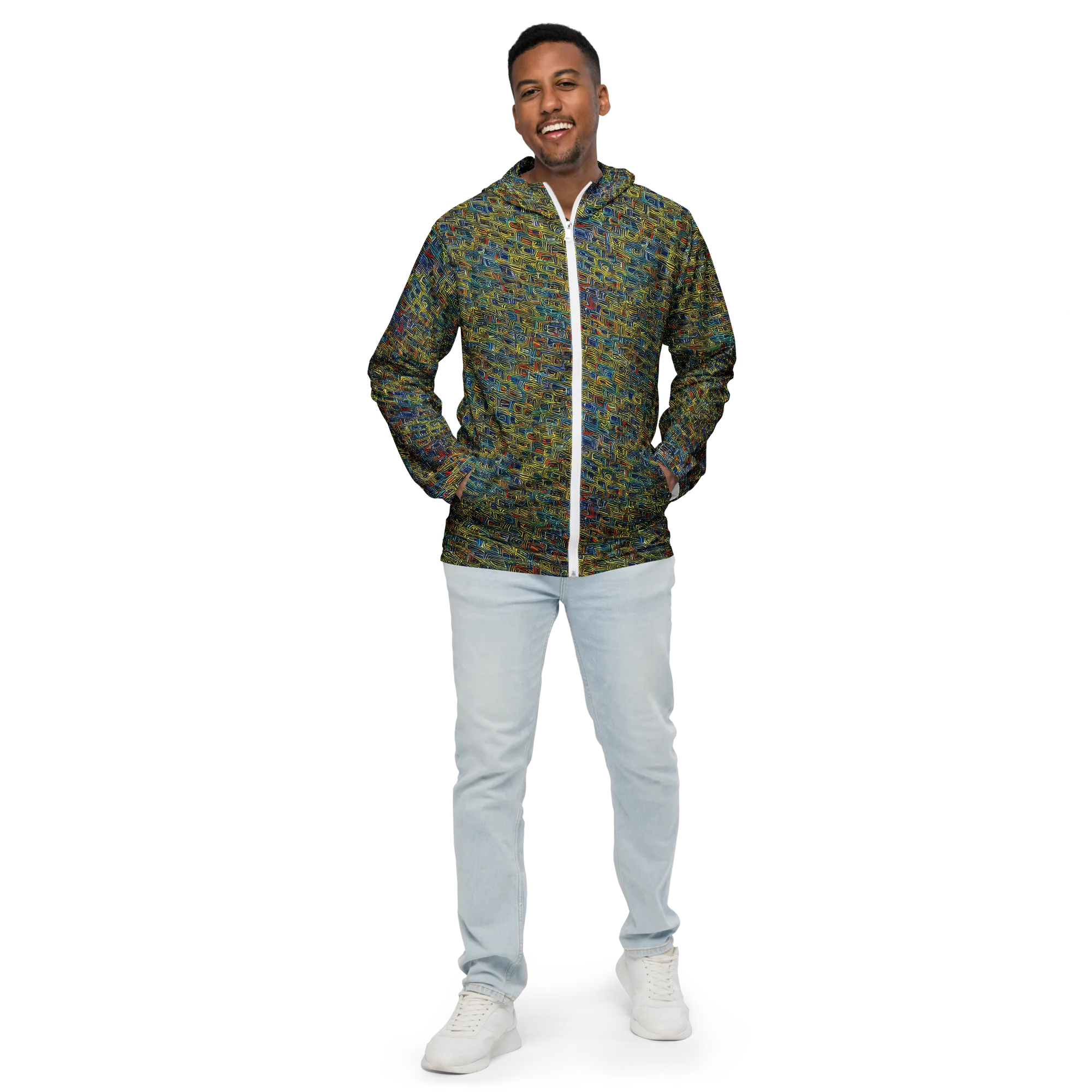 Static Safari on Men's Windbreaker — Front