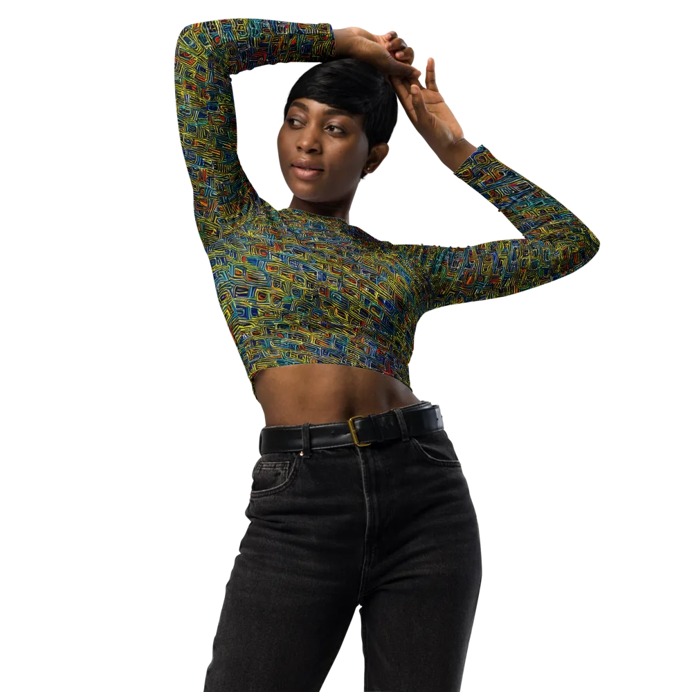 Static Safari on Long Sleeve Crop Top — Front