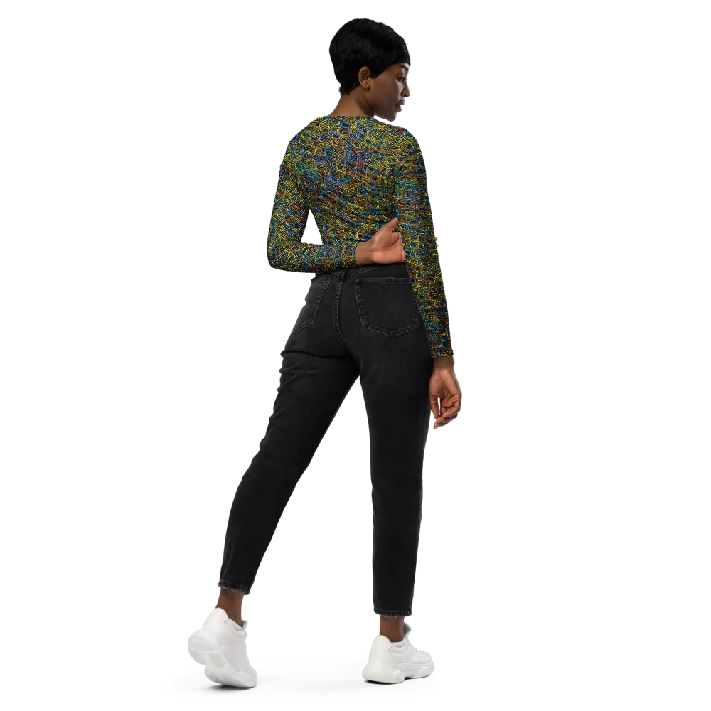 Static Safari on Long Sleeve Crop Top — Right Back