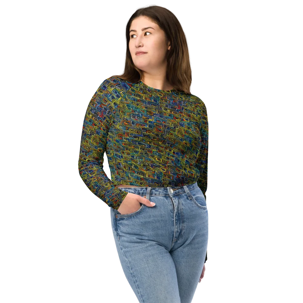 Static Safari on Long Sleeve Crop Top — Front