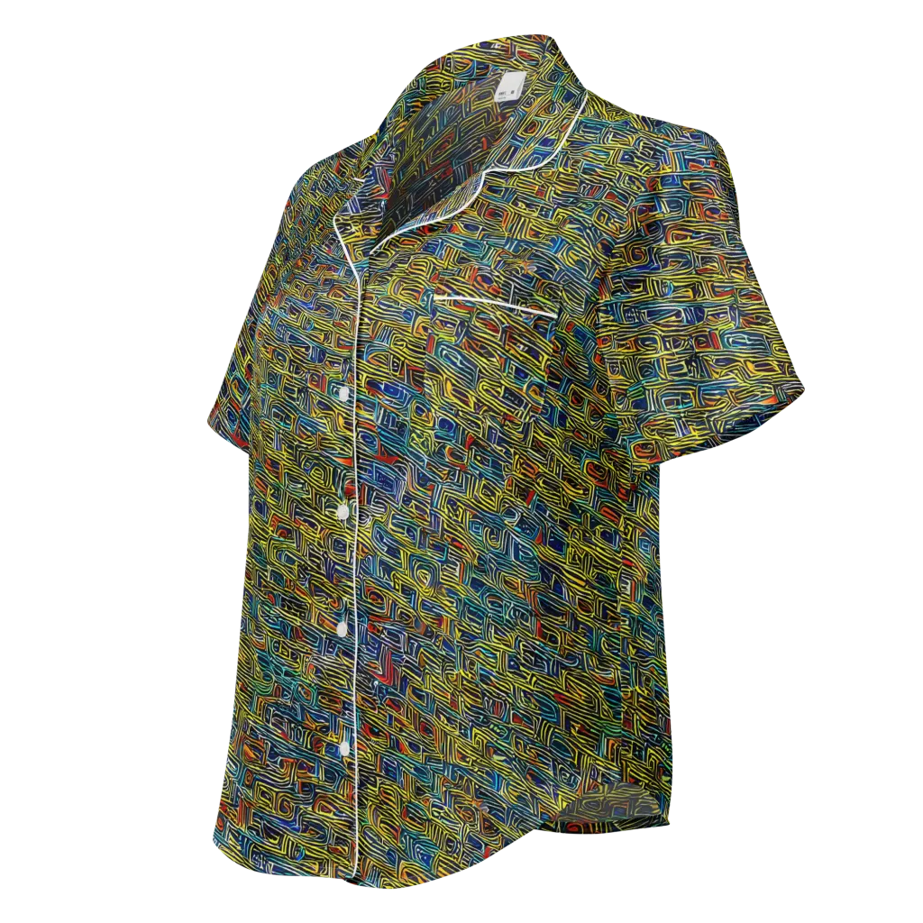 Static Safari on Women's Short Sleeve Pajama Top — Left Front