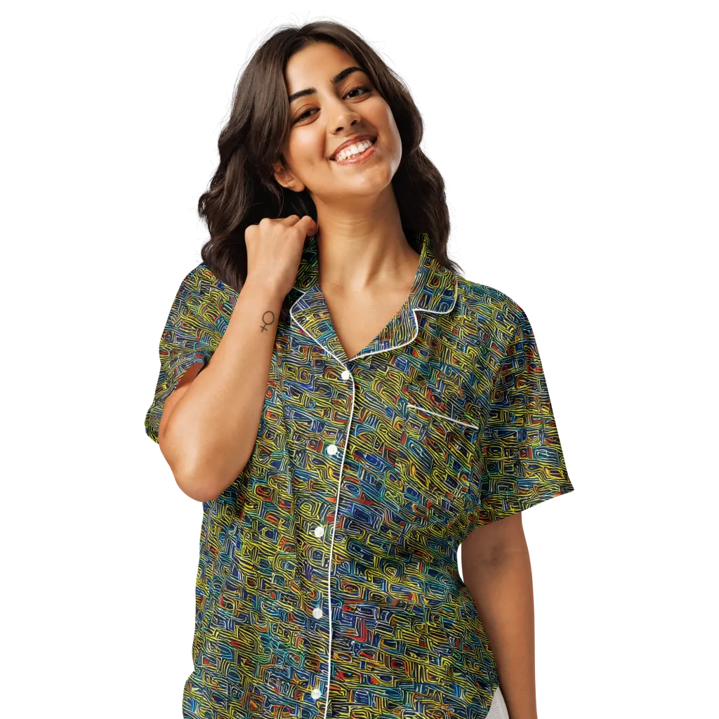 Static Safari on Women's Short Sleeve Pajama Top — Front