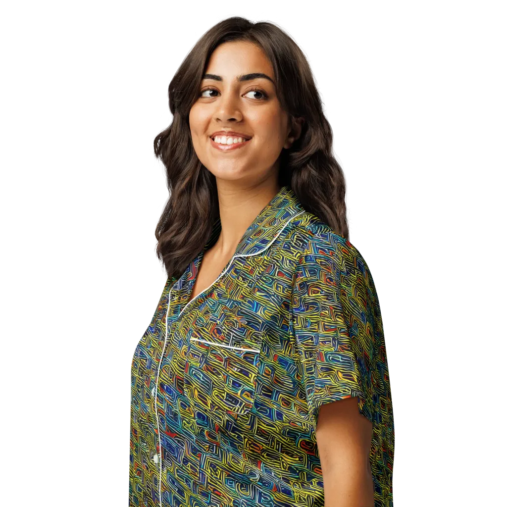Static Safari on Women's Short Sleeve Pajama Top — Left Front