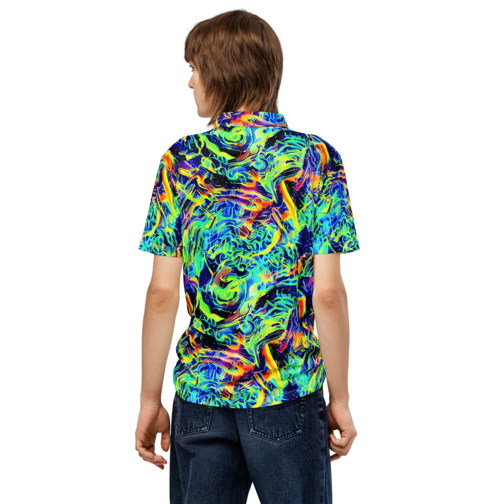Sonic Aurora on Men's Slim Fit Polo Shirt — Back
