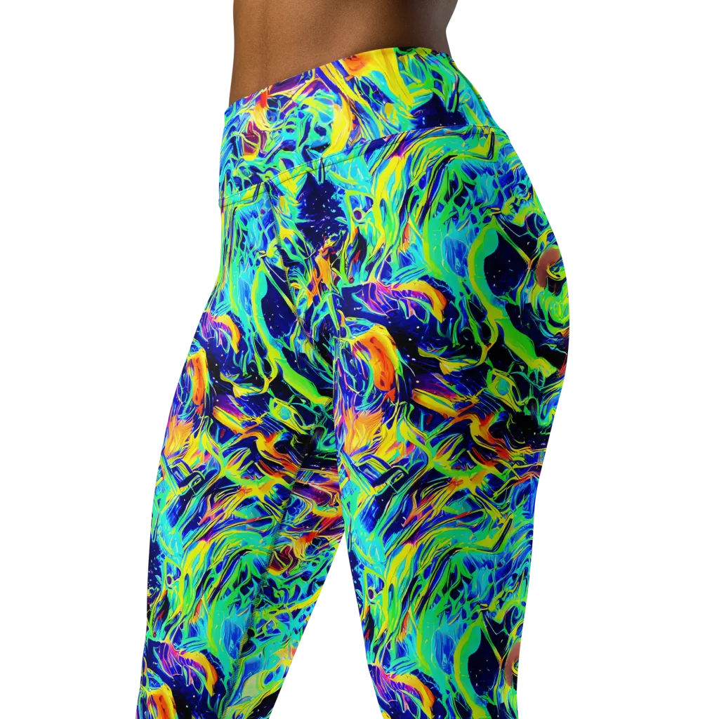 Sonic Aurora on Yoga Leggings — Left Front