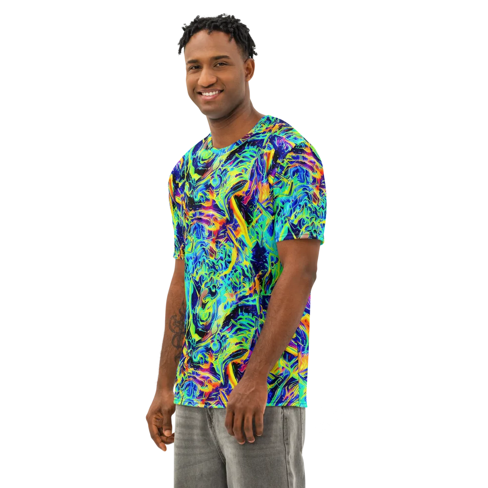 Sonic Aurora on Men's Cotton Crew Neck T-Shirt — Left Front