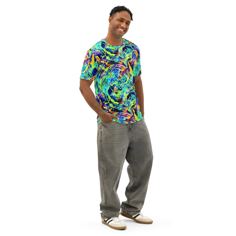 Sonic Aurora on Men's Cotton Crew Neck T-Shirt — Right Front
