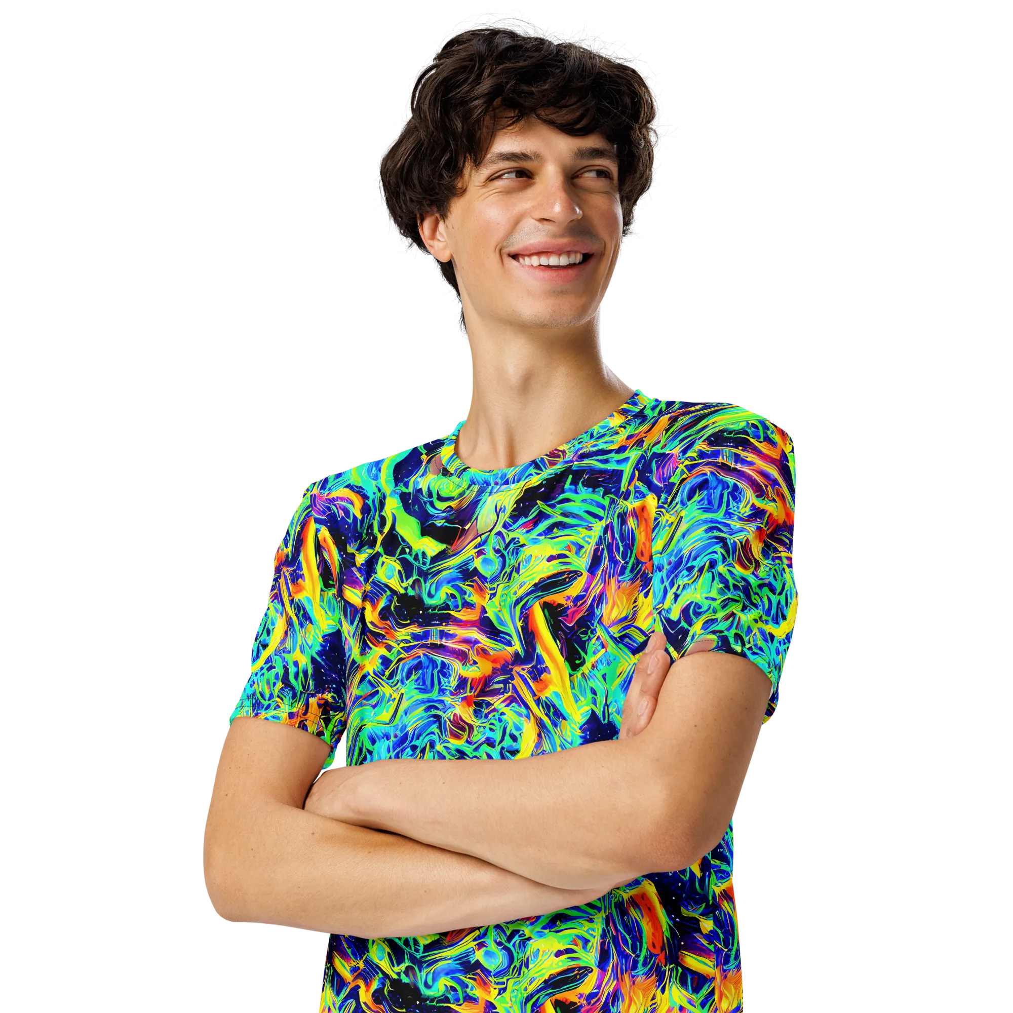 Sonic Aurora on Men's Crew Neck T-Shirt — Left Front