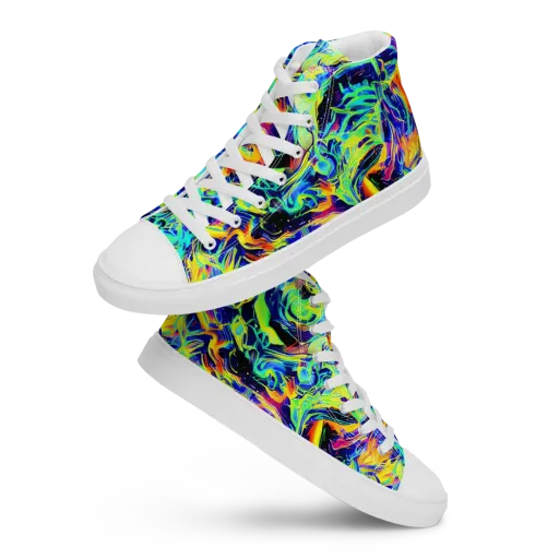 Sonic Aurora on a Men's High Top Canvas Shoes