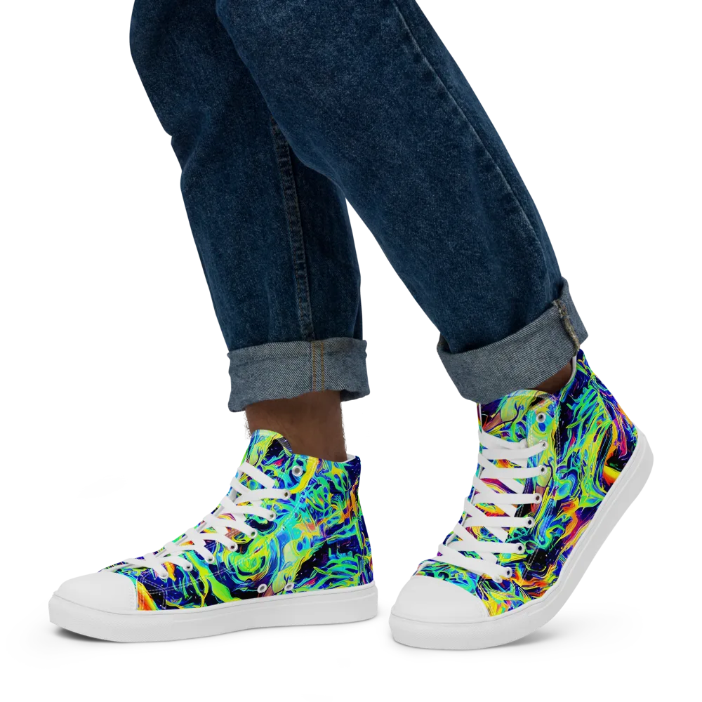 Sonic Aurora on Men's High Top Canvas Shoes — Left