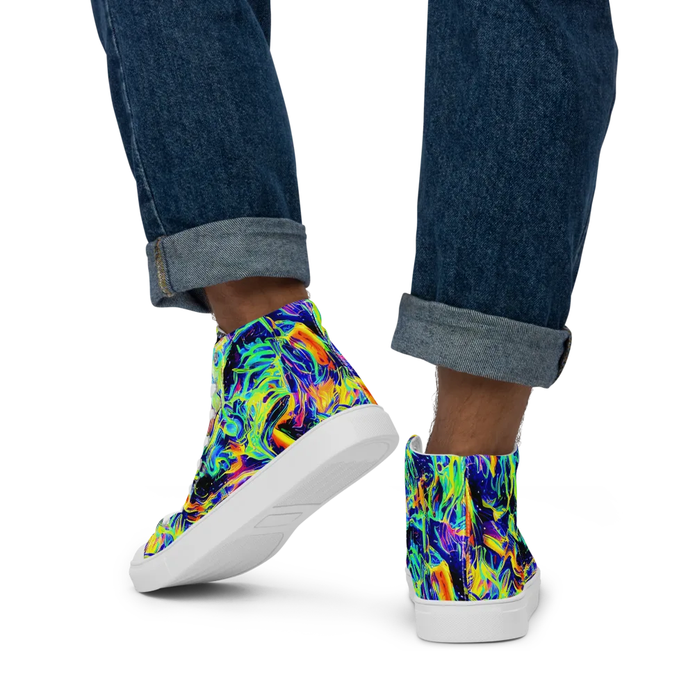 Sonic Aurora on Men's High Top Canvas Shoes — Back
