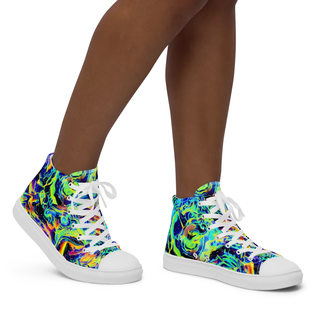 Sonic Aurora on Women's High Top Canvas Shoes — Right