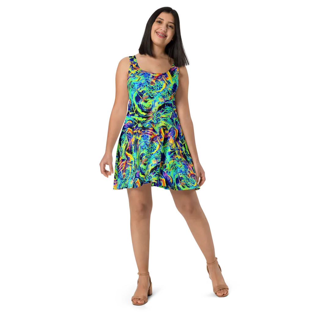 Sonic Aurora on Skater Dress — Front