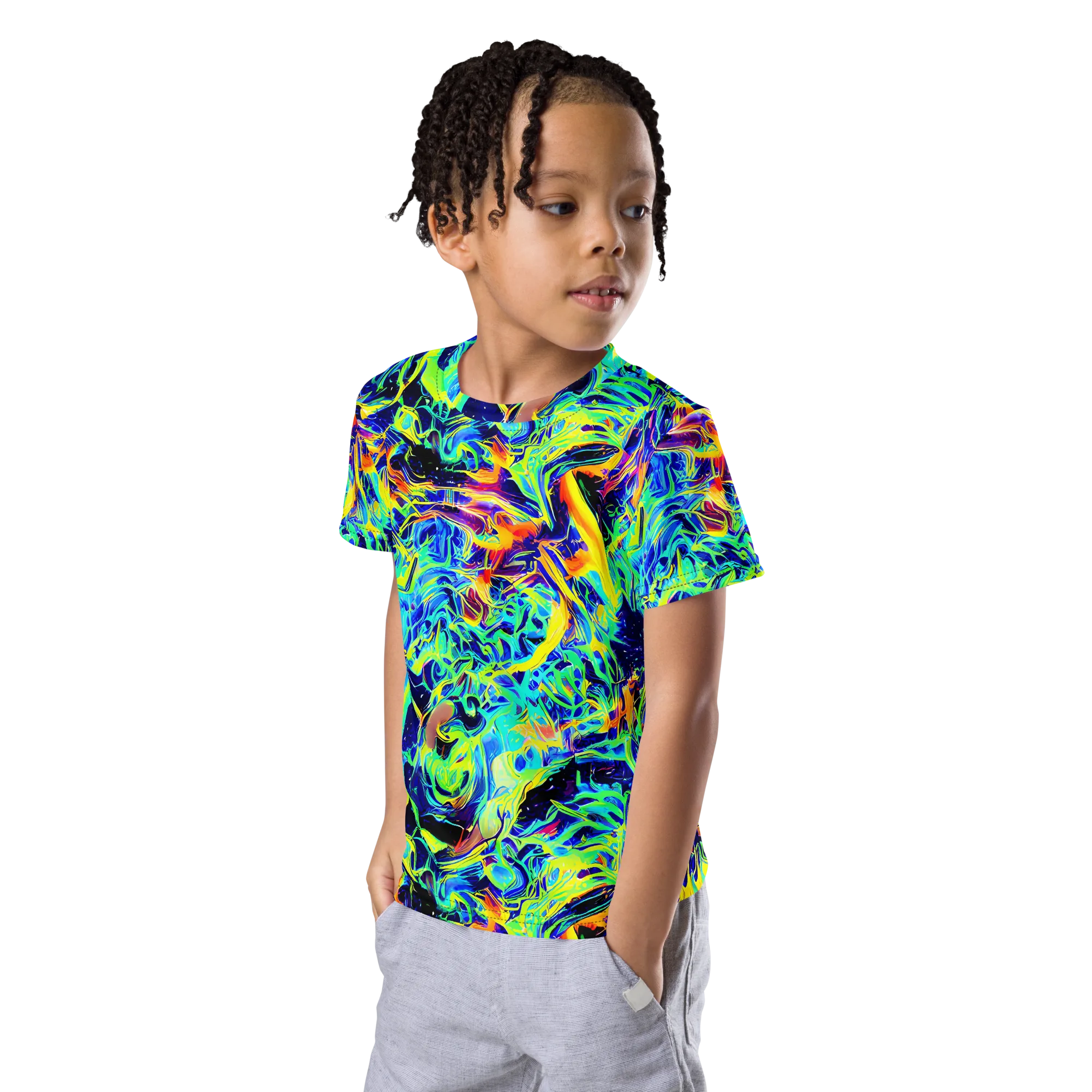 Sonic Aurora on Kids Crew Neck T-Shirt — Left Front