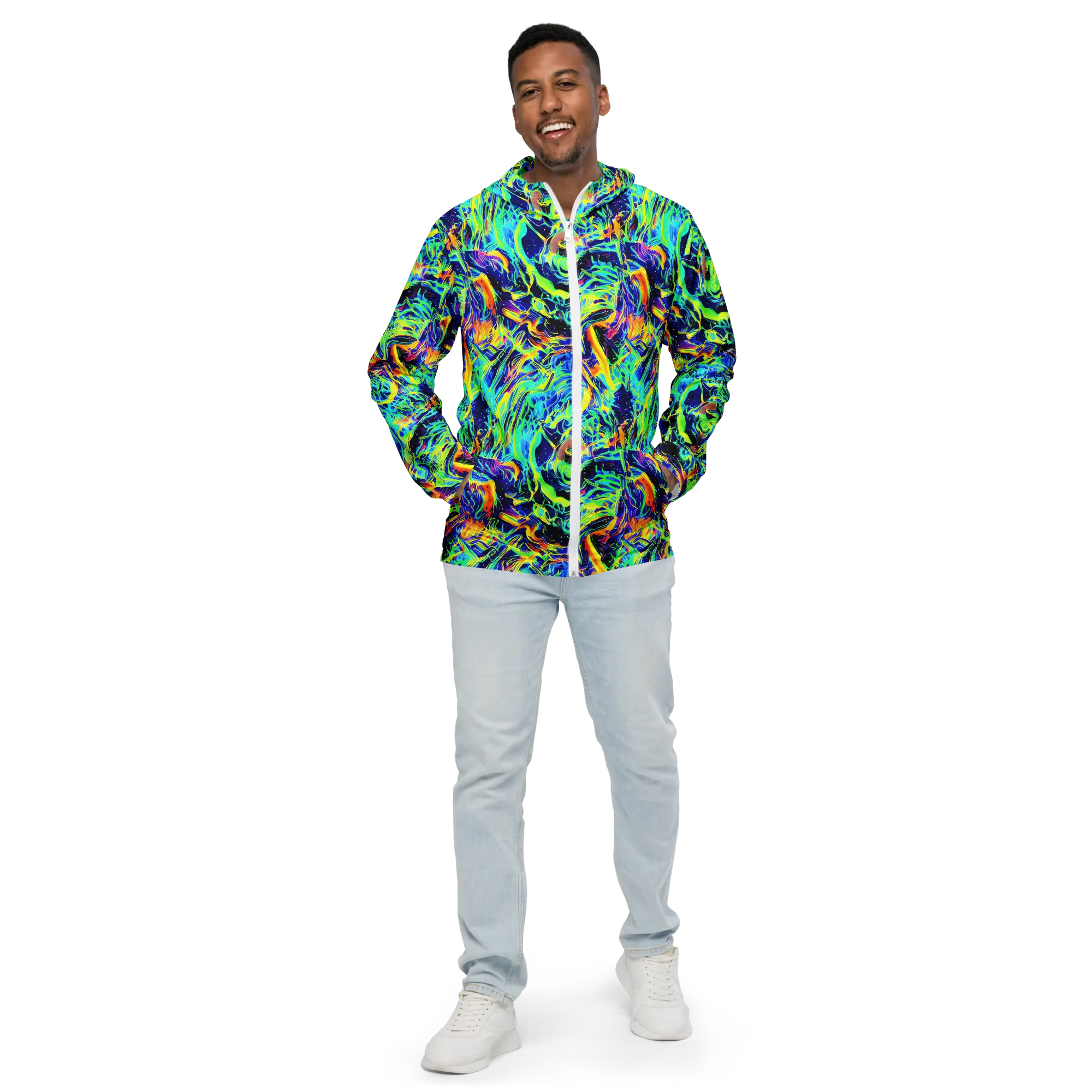 Sonic Aurora on Men's Windbreaker — Front