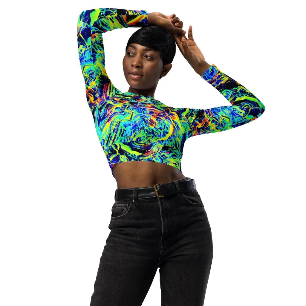 Sonic Aurora on Long Sleeve Crop Top — Front