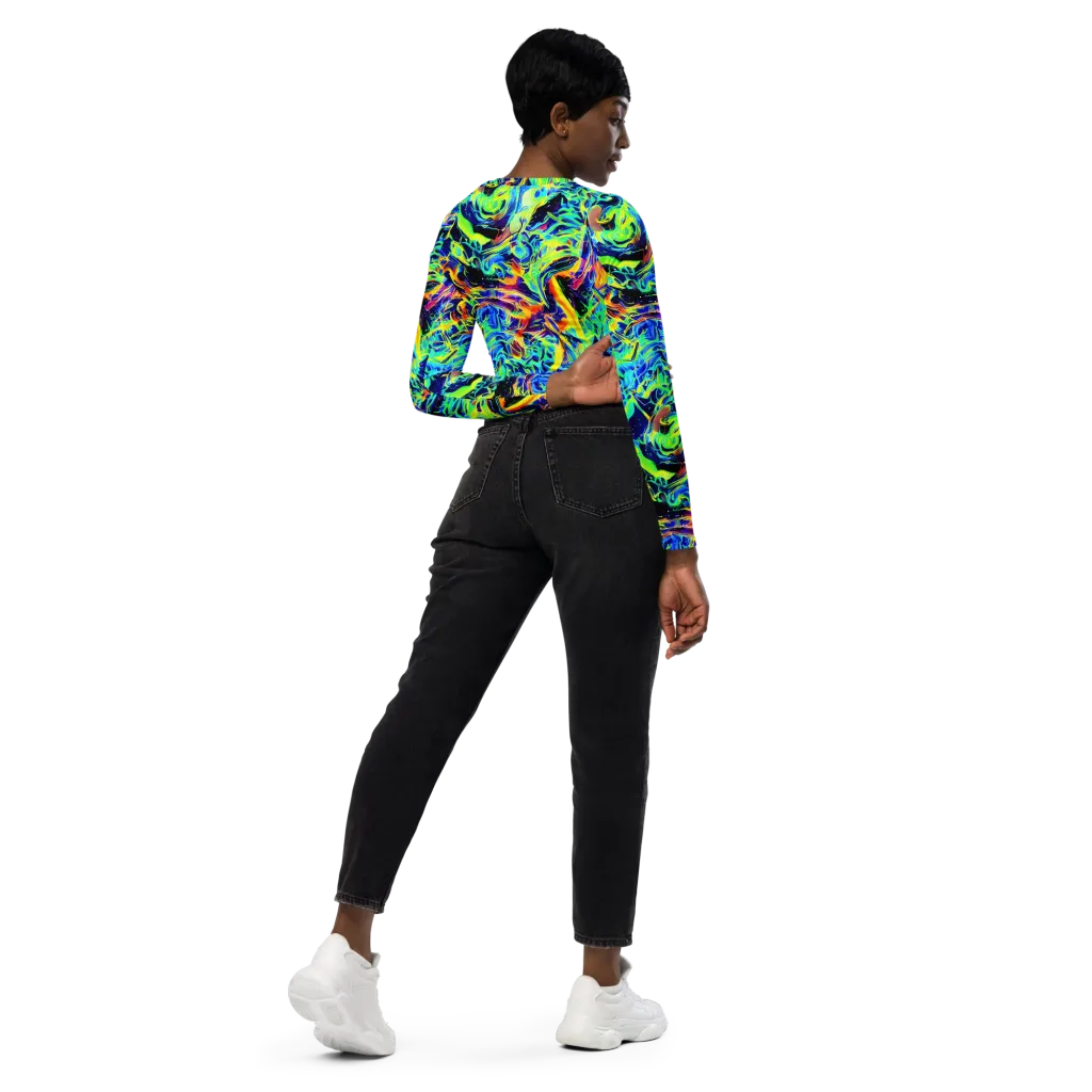Sonic Aurora on Long Sleeve Crop Top — Right Back