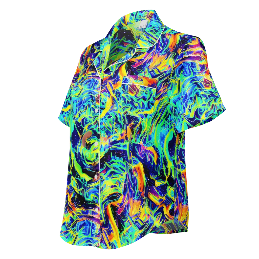 Sonic Aurora on Women's Short Sleeve Pajama Top — Left Front