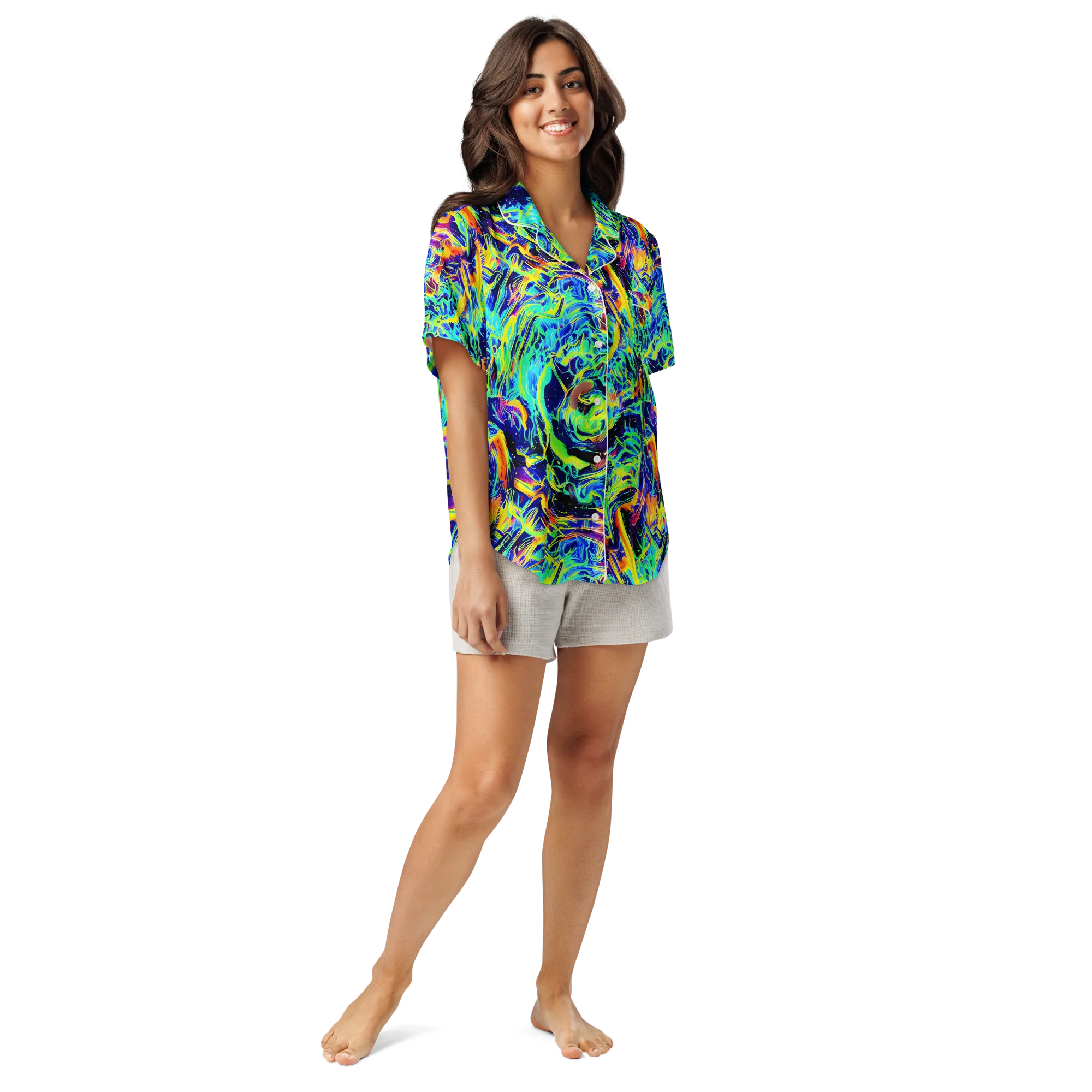 Sonic Aurora on Women's Short Sleeve Pajama Top — Front