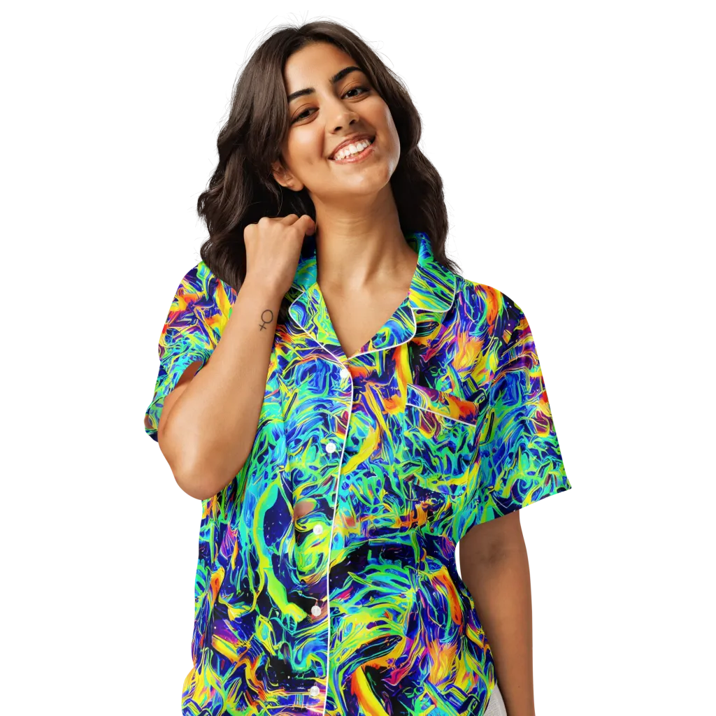 Sonic Aurora on Women's Short Sleeve Pajama Top — Front