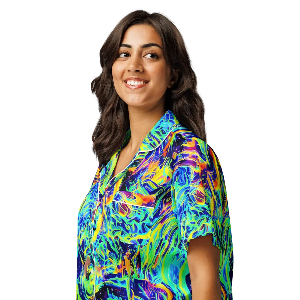 Sonic Aurora on Women's Short Sleeve Pajama Top — Left Front