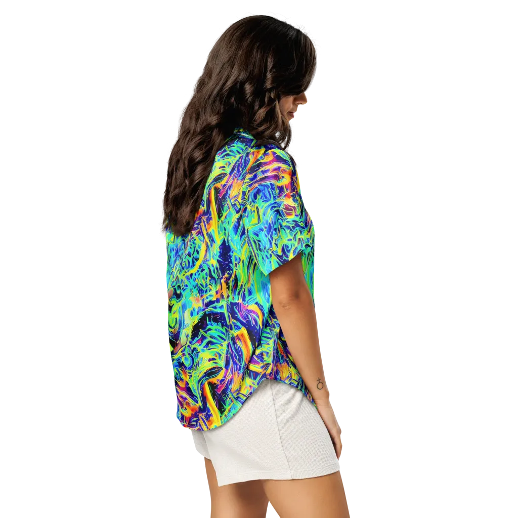 Sonic Aurora on Women's Short Sleeve Pajama Top — Right Back