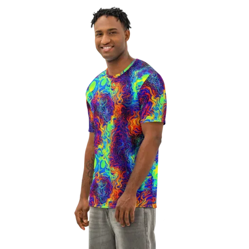 Luminous Havoc on a Men's Cotton Crew Neck T-Shirt
