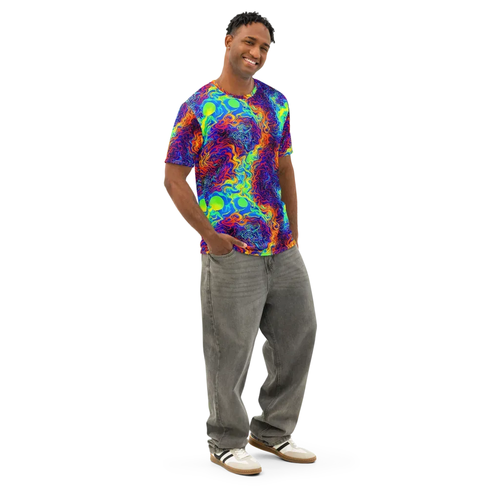 Luminous Havoc on Men's Cotton Crew Neck T-Shirt — Right Front