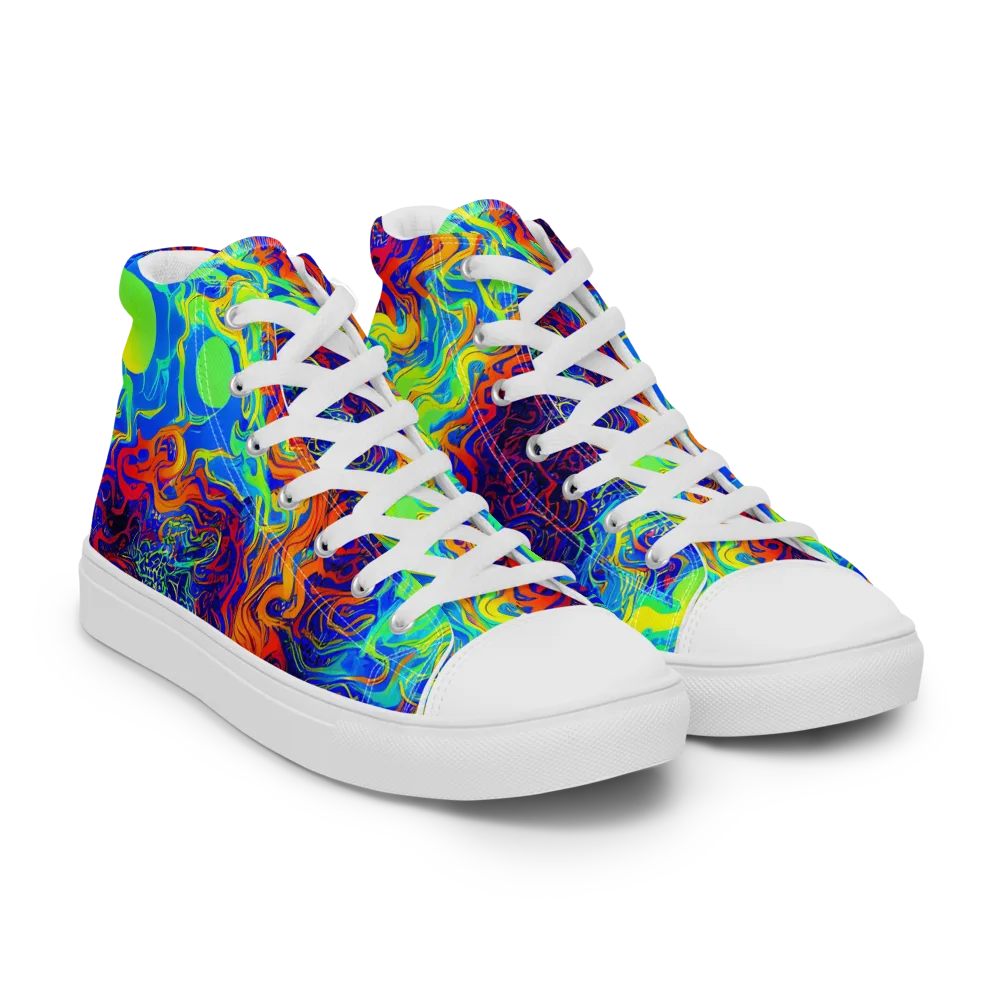 Luminous Havoc on Men's High Top Canvas Shoes — Right Front