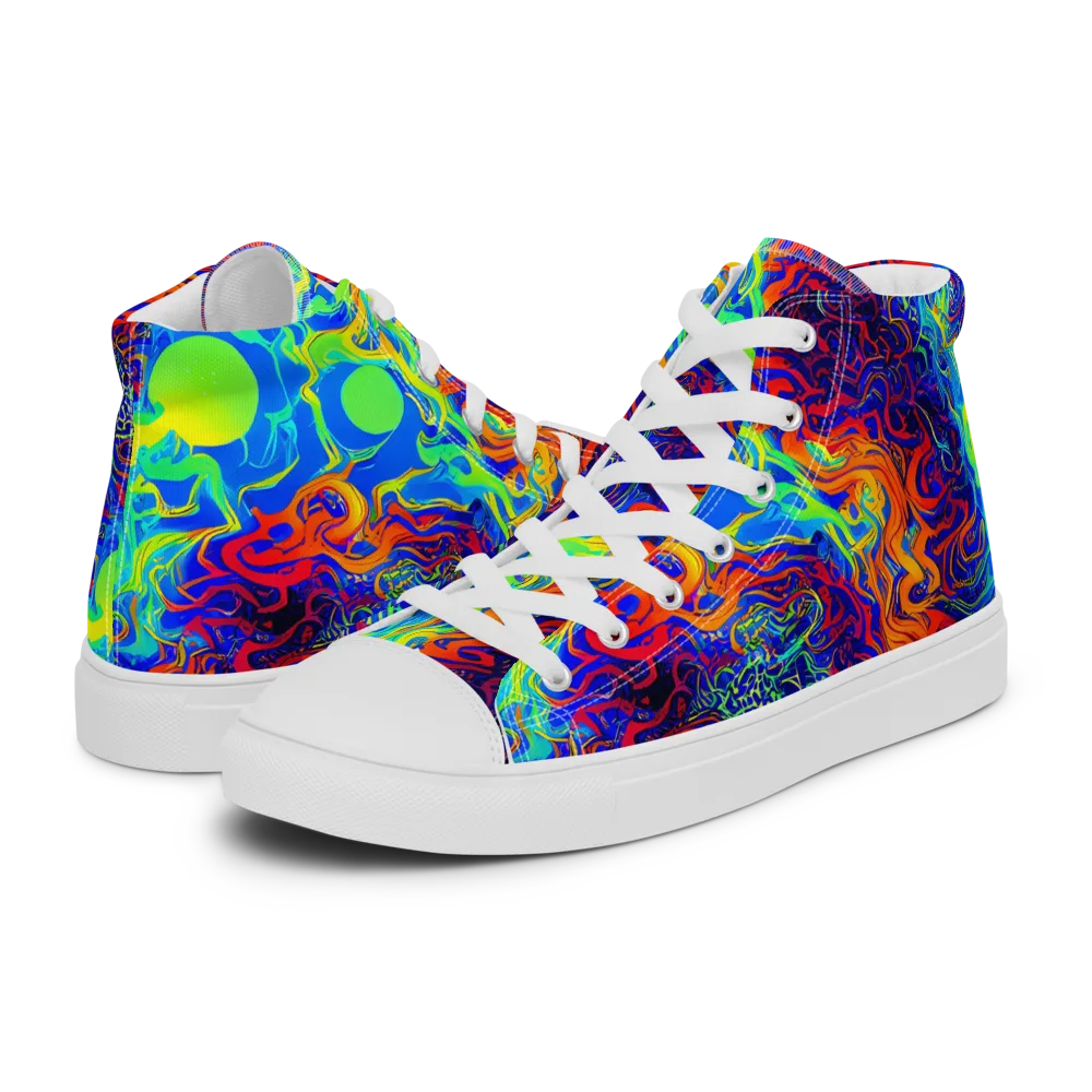 Luminous Havoc on Men's High Top Canvas Shoes — Left