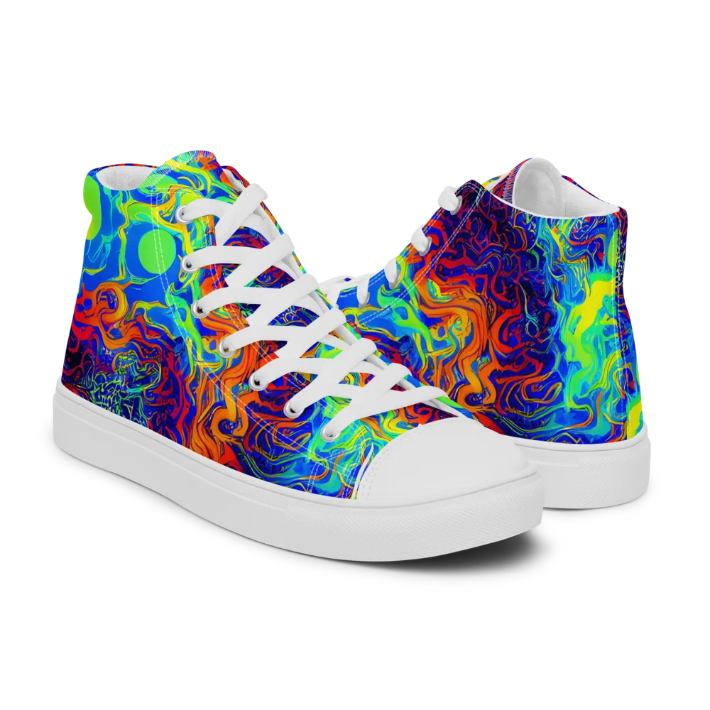 Luminous Havoc on Men's High Top Canvas Shoes — Right