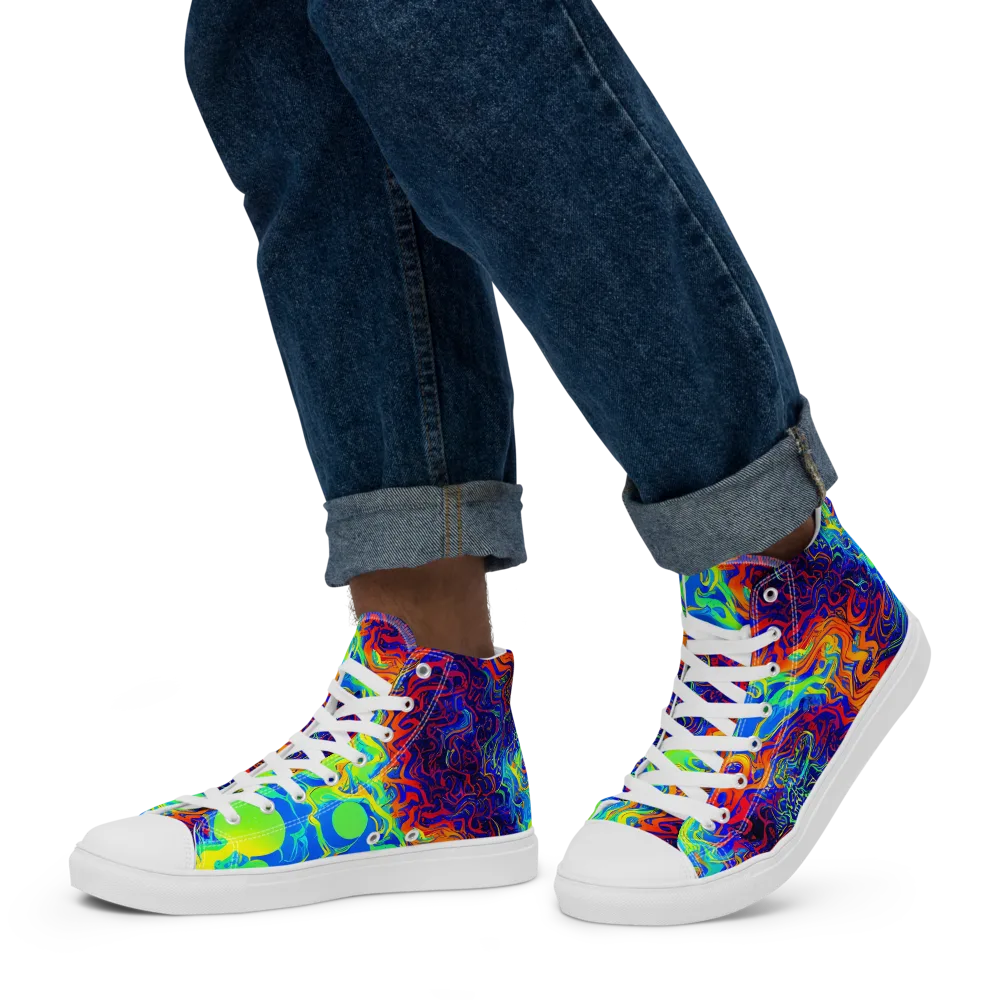 Luminous Havoc on Men's High Top Canvas Shoes — Left